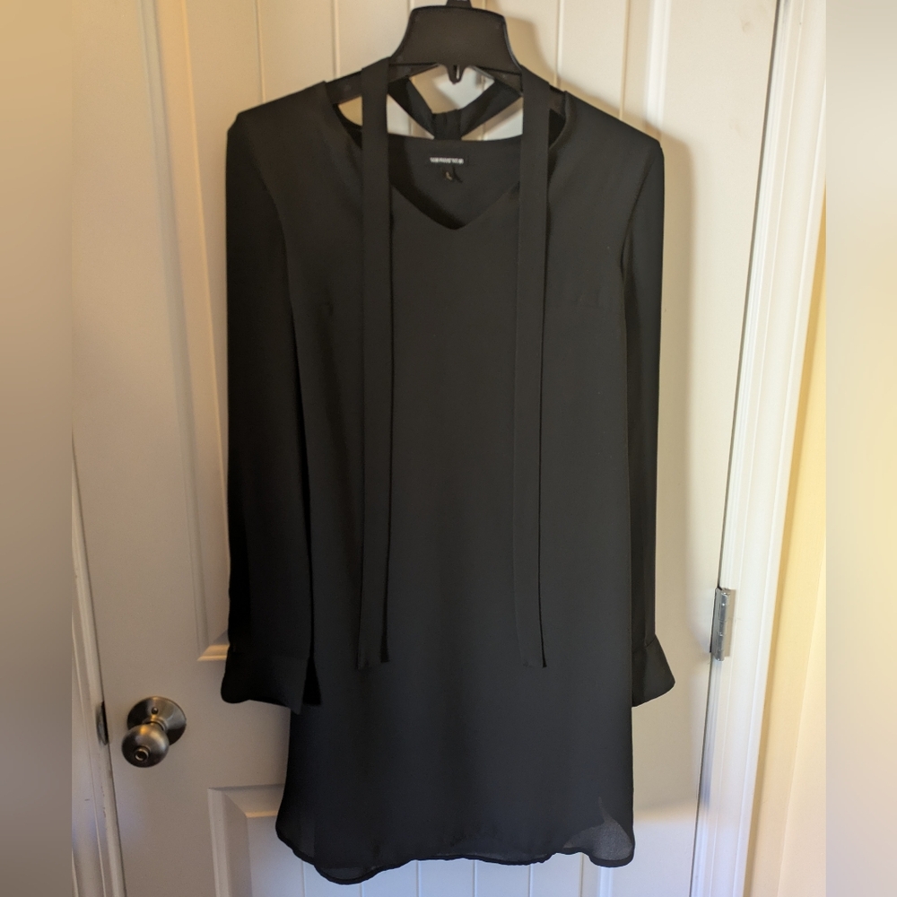 EUC Black Dress with Tie Neck, Size  Small